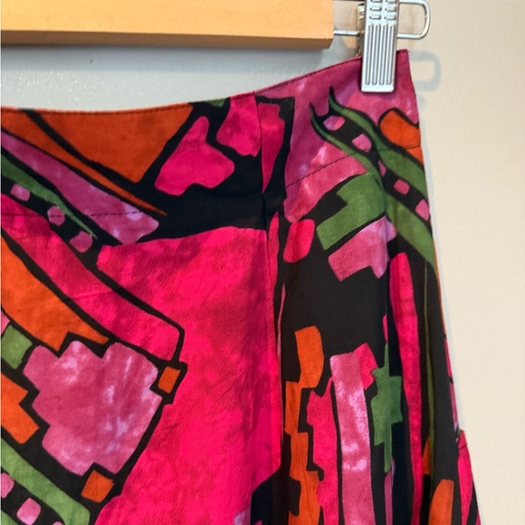 VINTAGE 80s Midi Abstract Art Work -  Front Button Closure Skirt - S - Picture 9 of 11